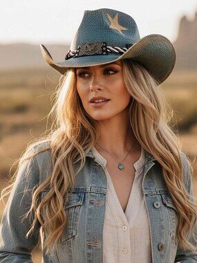 Distressed Cowboy Hat With Eagle Buckle